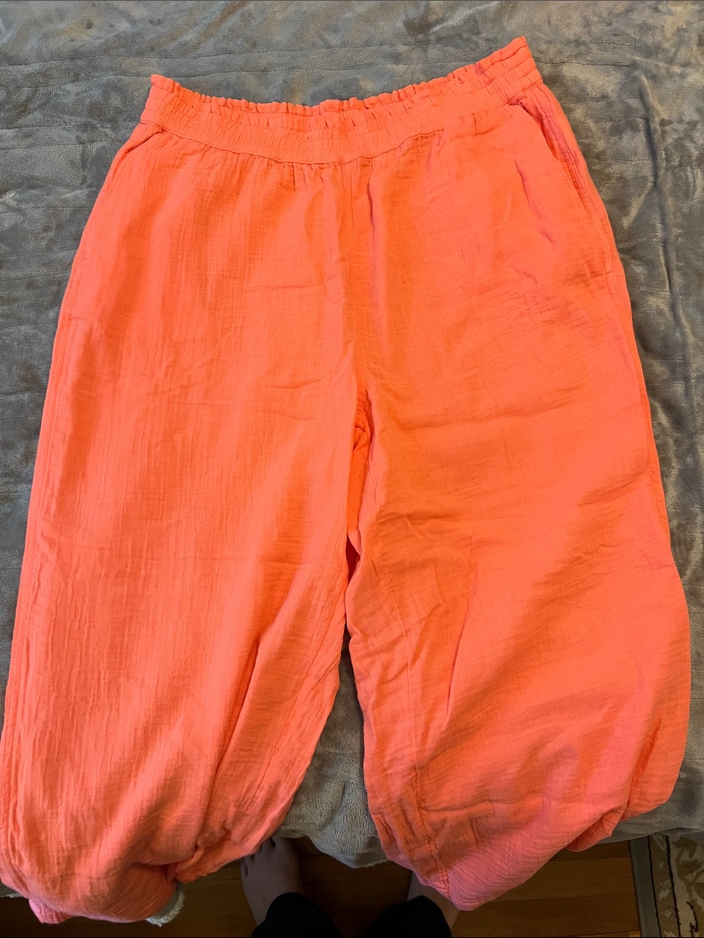 Lands' End Coral Elastic-Waist Pull-On Pants size large